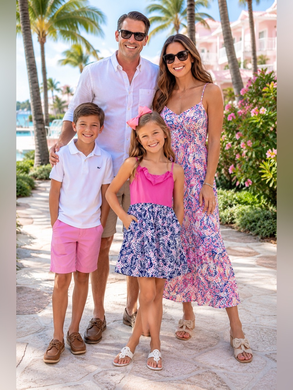 Lilly Pulitzer Girls Pink & Navy Print Dress XL Beach Vacation Style